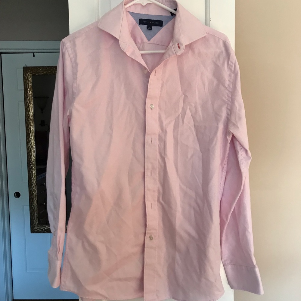 🔥TOMMY HILFIGER PINK BUTTON DOWN SHIRT SHARP NEW